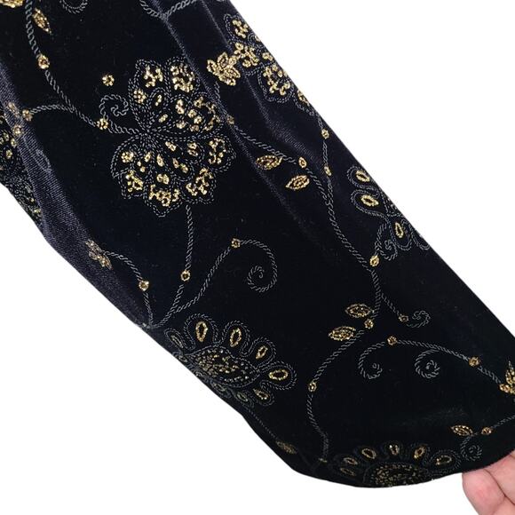 RK Evening Womens Black Metallic Gold Velvet Button Jacket SZ 22W Whimsigoth VTG - Picture 7 of 11